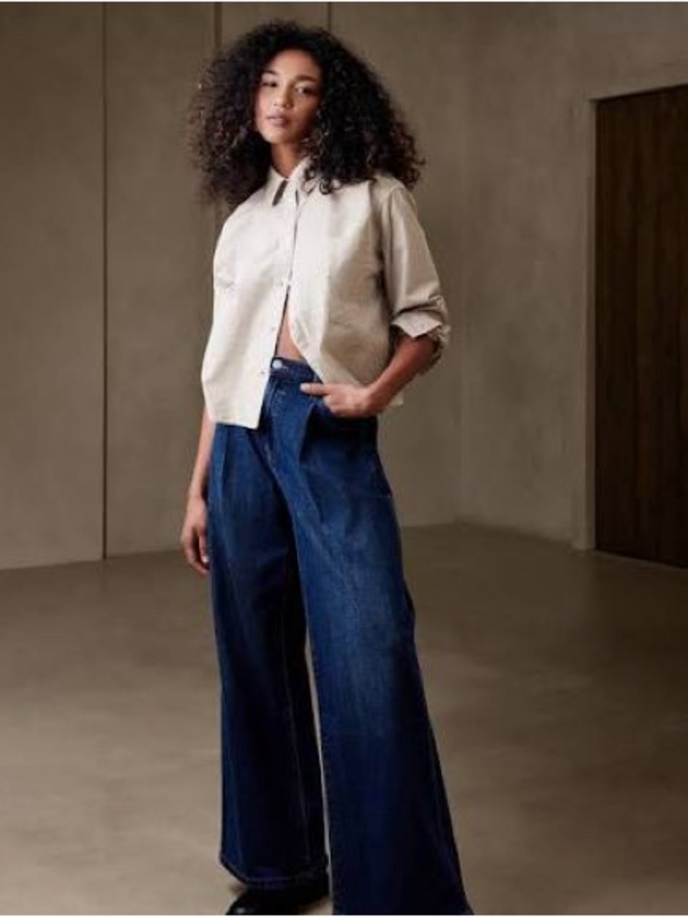 Banana Republic Côte Wide-Leg Dark Blue Denim Jeans